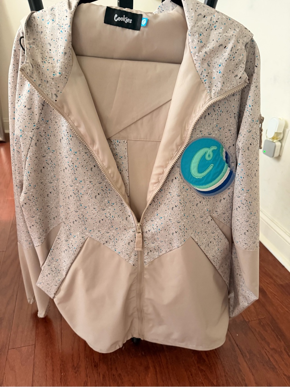 Women's Light Beige Speckled Hooded Jacket